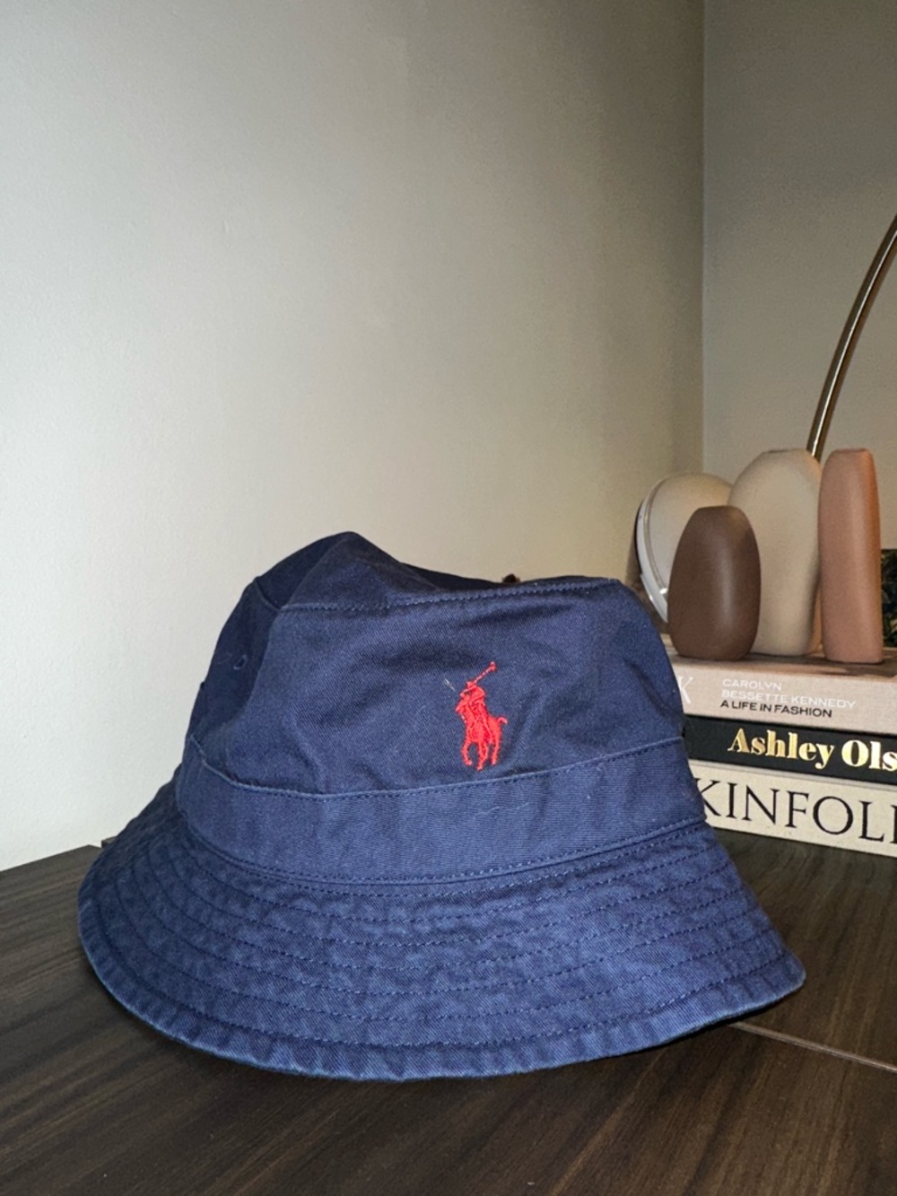 Polo by Ralph Lauren Navy Bucket Hat with Red Polo Logo